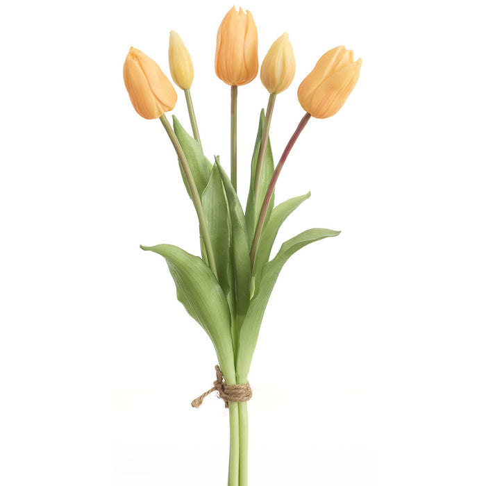 16" Real Touch Dutch Tulip Silk Flower Bouquet -Soft Yellow (Pack of 12) - FBQ755-YE/SO