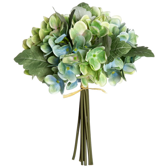 12" Hydrangea Silk Flower Bouquet -Blue/Green (Pack of 12) - FBQ784-BL/GR
