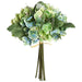 12" Hydrangea Silk Flower Bouquet -Blue/Green (Pack of 12) - FBQ784-BL/GR