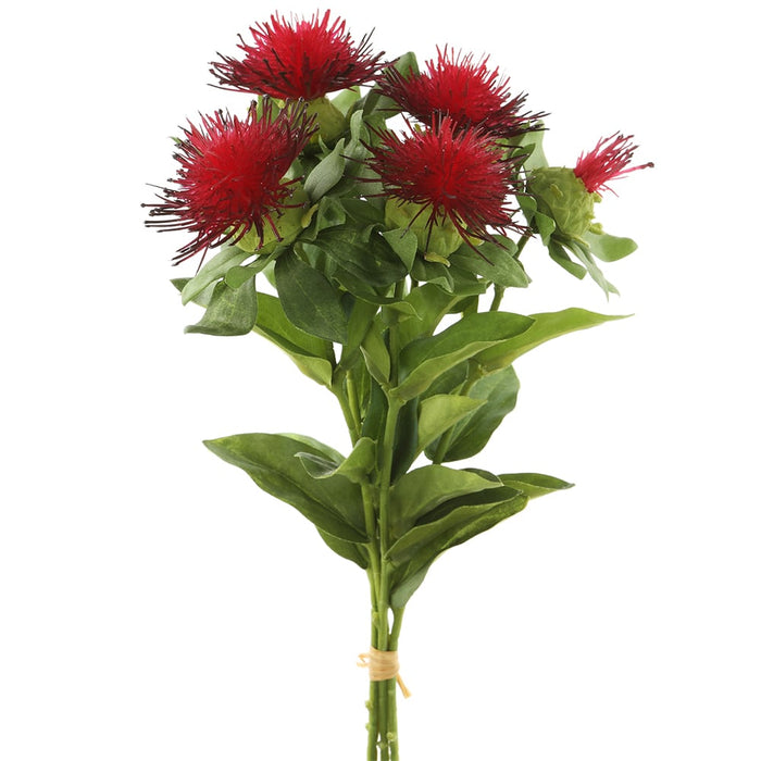 13.5" Pincushion Protea Silk Flower Stem Bundle -Red (pack of 12) - FBQ880-RE