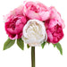 13" Peony Silk Flower Bouquet -Pink/White (Pack of 6) - FBQ916-PK/WH