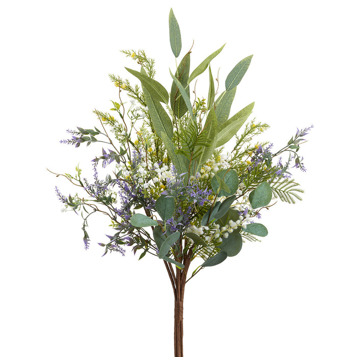 28" Lavender, Baby's Breath & Eucalyptus Leaf Artificial Flower Bouquet -Green/Lavender (pack of 6) - FBQ999-GR/LV