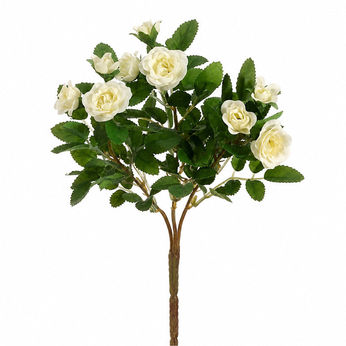 10" Silk Mini Rose Flower Bush -Cream (Pack of 36) - FBR002-CR