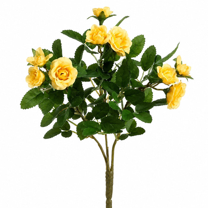 10" Silk Mini Rose Flower Bush -Yellow (Pack of 36) - FBR002-YE