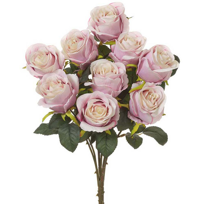 17.5" Silk Rose Flower Bush -Lavender (pack of 12) - FBR025-LV