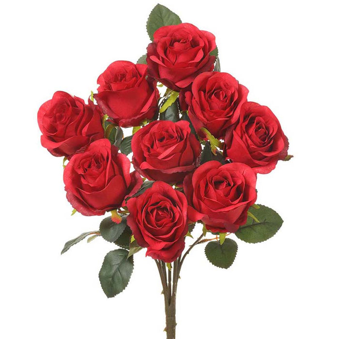 17.5" Silk Rose Flower Bush -Red (pack of 12) - FBR025-RE