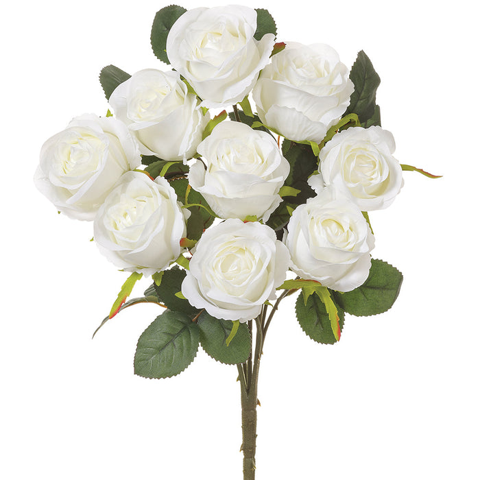 17.5" Silk Rose Flower Bush -White (pack of 12) - FBR025-WH