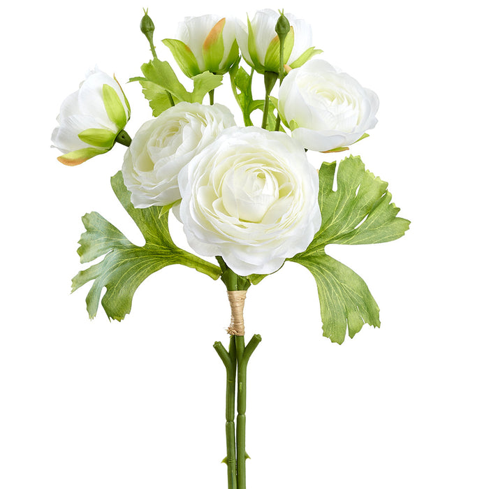 13" Ranunculus Silk Flower Stem Bundle -Cream (pack of 12) - FBR070-CR