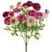 10.5" Silk Mini Ranunculus Flower Bush -Cerise/Beauty (pack of 12) - FBR105-CE/BT