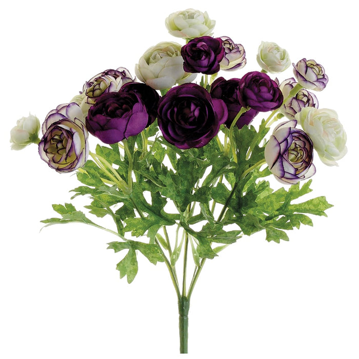 10.5" Silk Mini Ranunculus Flower Bush -Violet/Orchid (pack of 12) - FBR105-VI/OC