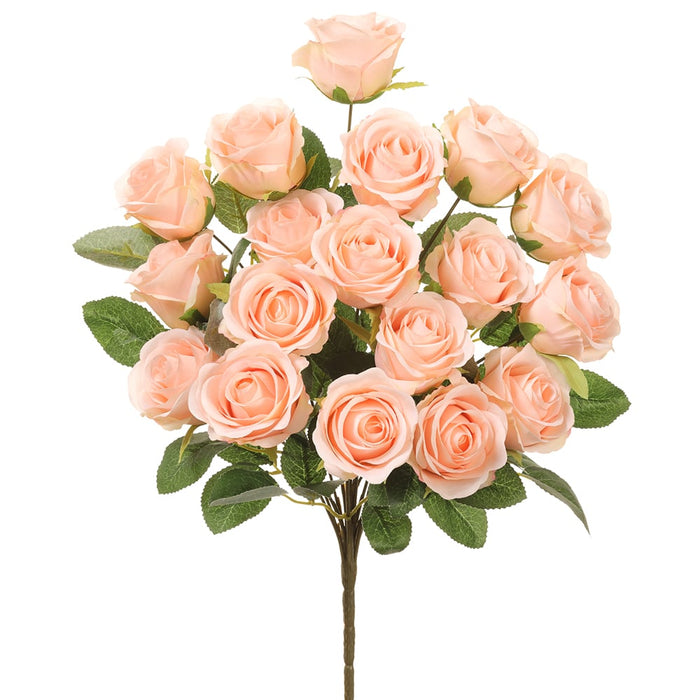 18.5" Silk Rose Flower Bush -Peach (pack of 12) - FBR119-PE
