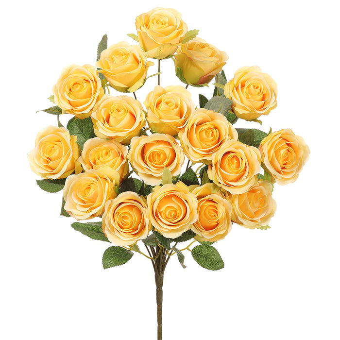 18.5" Silk Rose Flower Bush -Yellow (pack of 12) - FBR119-YE