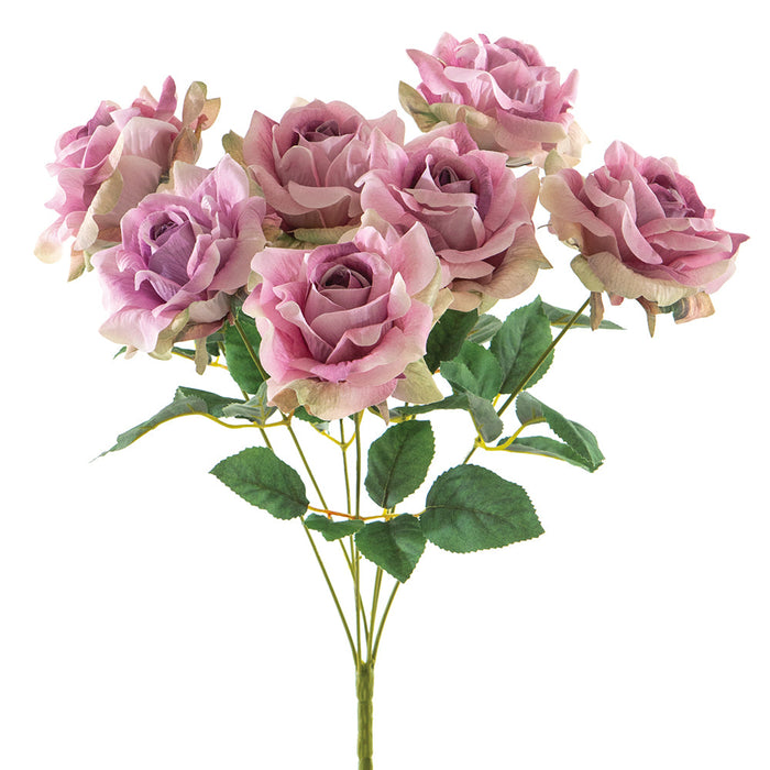 15" Silk Rose Flower Bush -Lavender (pack of 12) - FBR136-LV