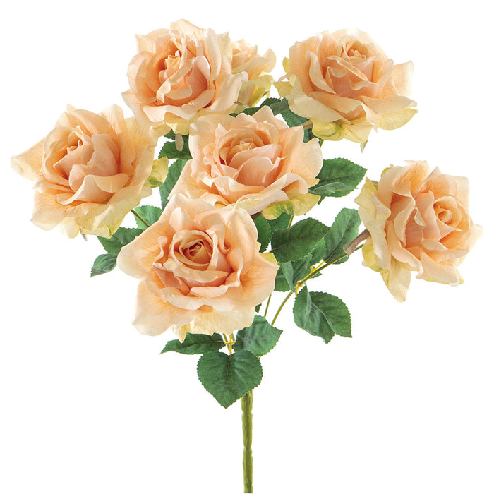 17" Silk Rose Flower Bush -Peach (pack of 12) - FBR138-PE