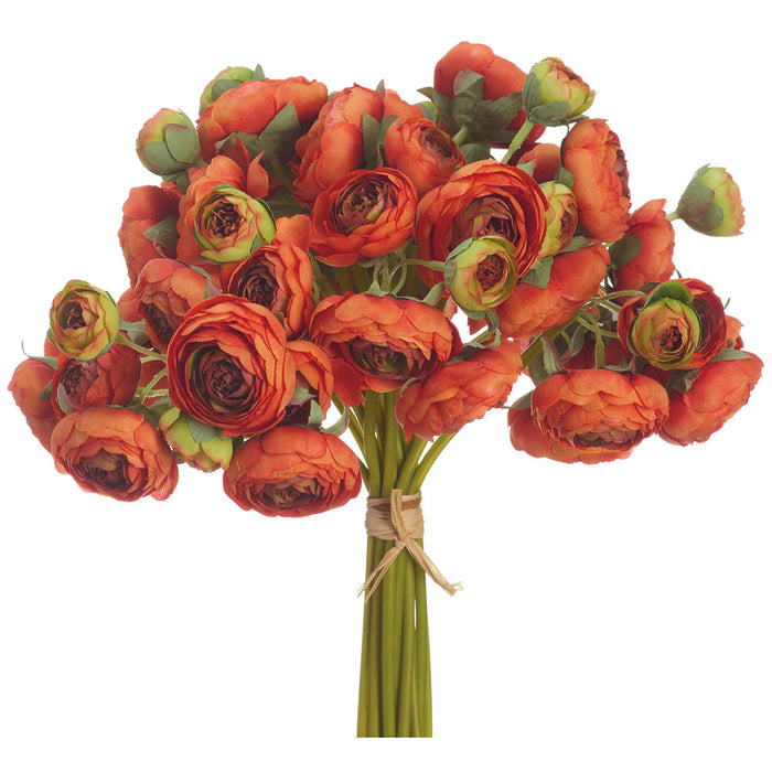 14.5" Ranunculus Silk Flower Bouquet -Orange (Pack of 6) - FBR560-OR
