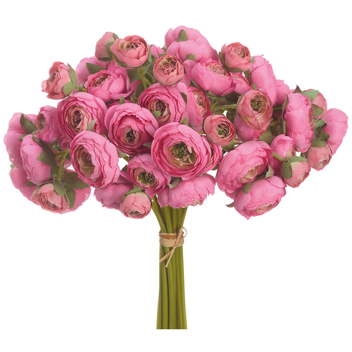 14.5" Ranunculus Silk Flower Bouquet -Pink (Pack of 6) - FBR560-PK