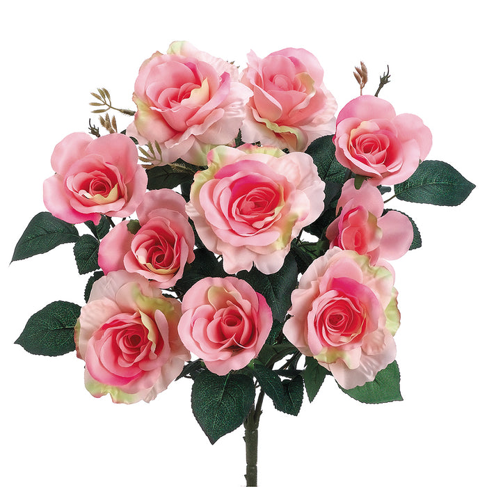 18" Silk Rose Flower Bush -Pink (pack of 12) - FBR628-PK