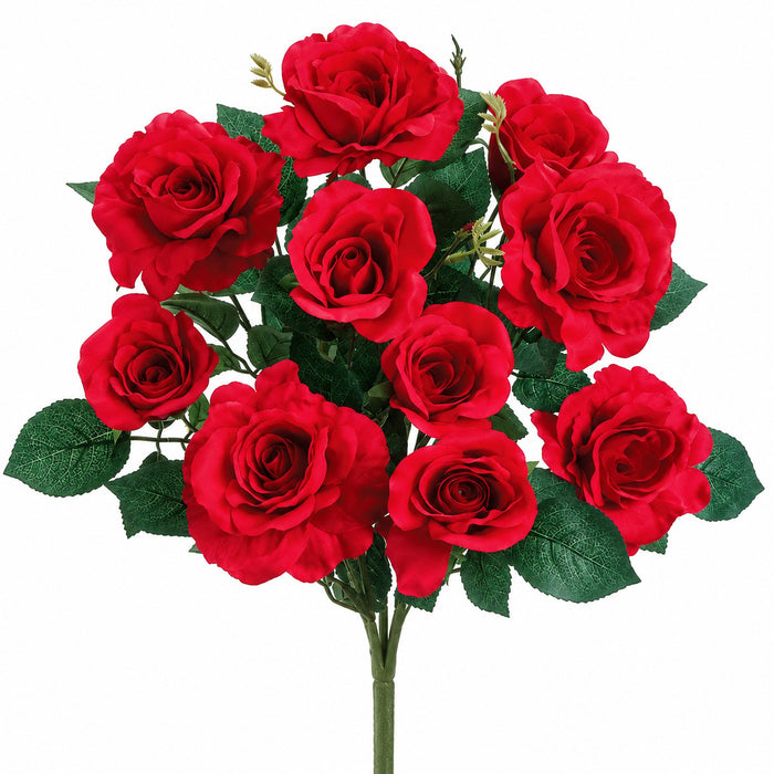 18" Silk Rose Flower Bush -Red (Pack of 12) - FBR628-RE