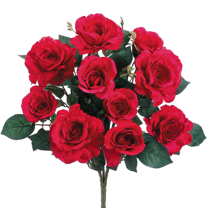 18" Silk Rose Flower Bush -Red (pack of 12) - FBR628-RE