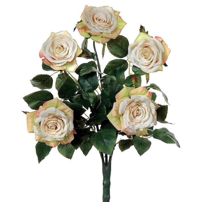 19.5" Silk Rose Decor Flower Bush -Beige (pack of 6) - FBR820-BE