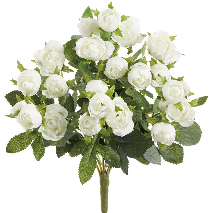 12" Small Sweetheart Rose Silk Flower Bush -Cream (Pack of 12) - FBR951-CR