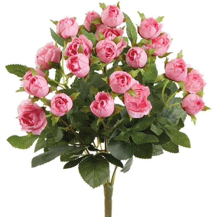 12" Small Sweetheart Rose Silk Flower Bush -2 Tone Pink (Pack of 12) - FBR951-PK/TT
