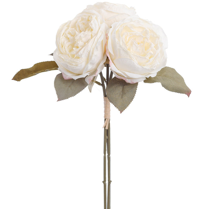12.5" Cabbage Rose Silk Flower Stem Bundle -Cream (Pack of 6) - FBR985-CR