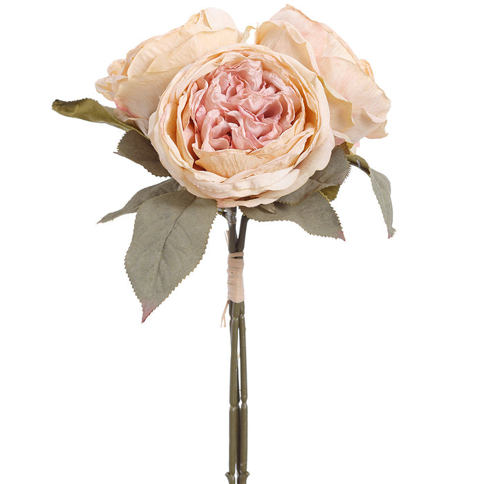 12.5" Cabbage Rose Silk Flower Stem Bundle -Lavender/Cream (Pack of 6) - FBR985-LV/CR