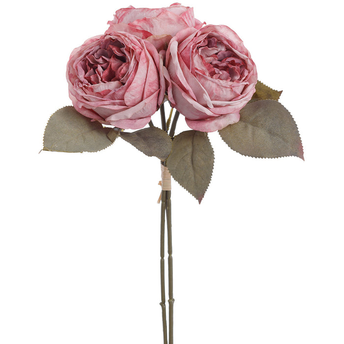 12.5" Cabbage Rose Silk Flower Stem Bundle -2 Tone Rose (Pack of 6) - FBR985-RO/TT