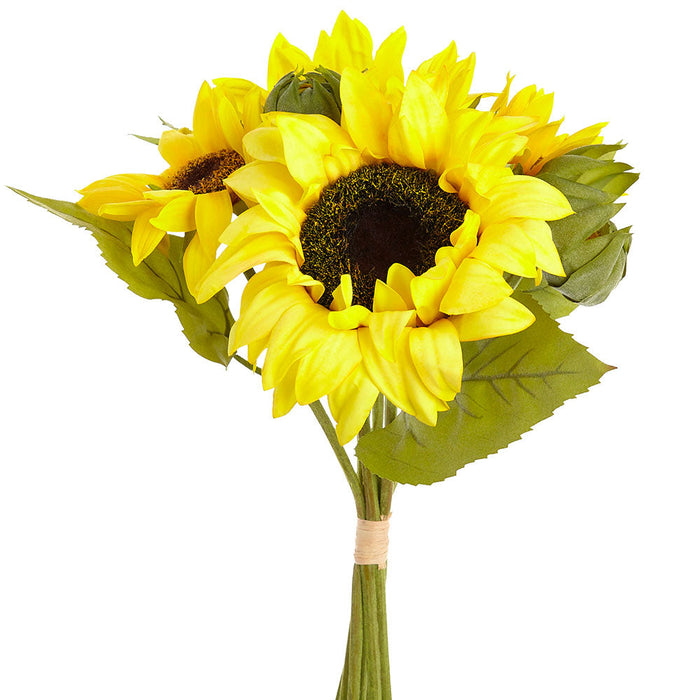 14" Real Touch Sunflower Silk Flower Stem Bundle -Yellow (pack of 12) - FBS003-YE