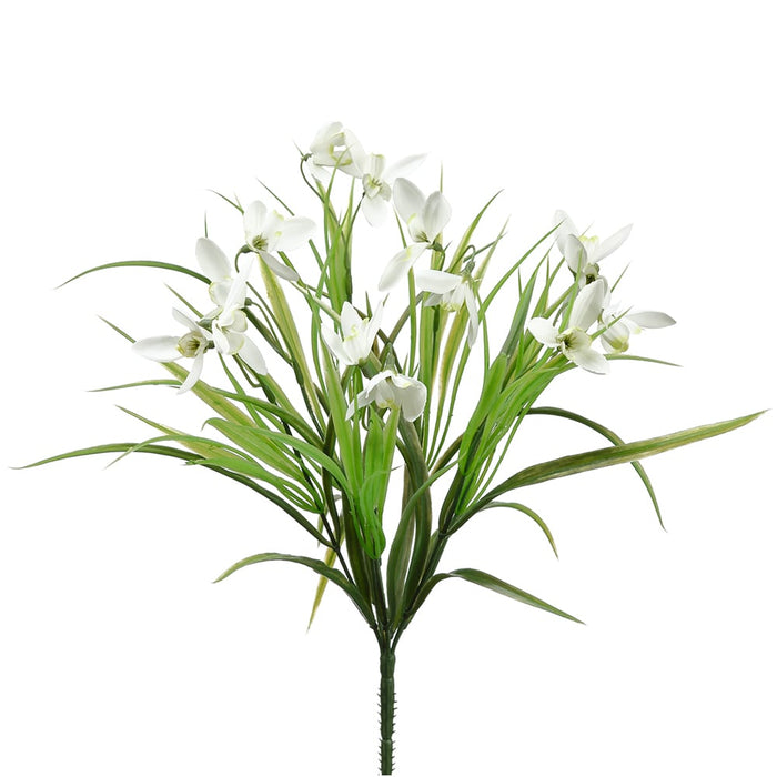 14" Snowdrop Silk Flower Bush -White (pack of 12) - FBS014-WH