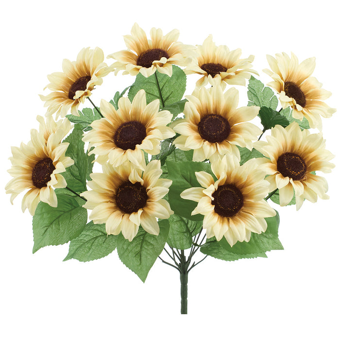 17.5" Sunflower Silk Flower Bush -Cream (Pack of 12) - FBS015-CR