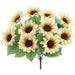 17.5" Sunflower Silk Flower Bush -Cream (Pack of 12) - FBS015-CR