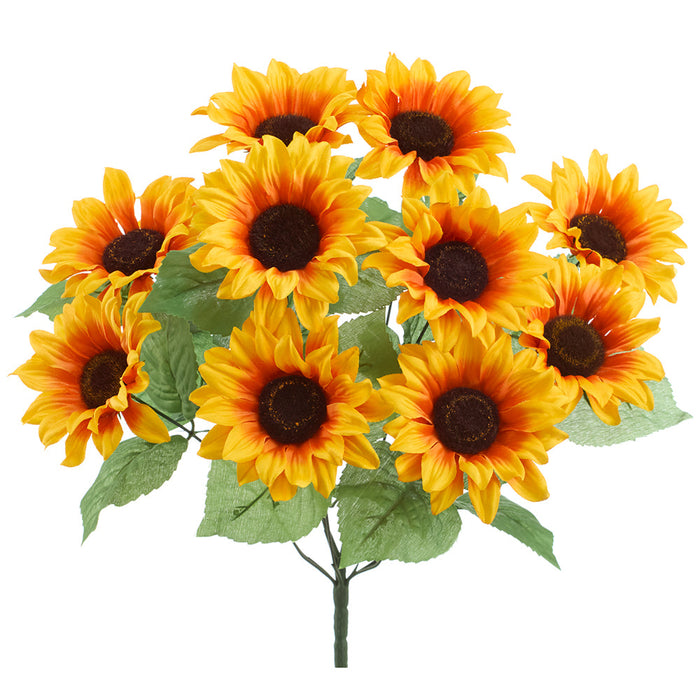 17.5" Sunflower Silk Flower Bush -Yellow/Gold (Pack of 12) - FBS015-YE/GO