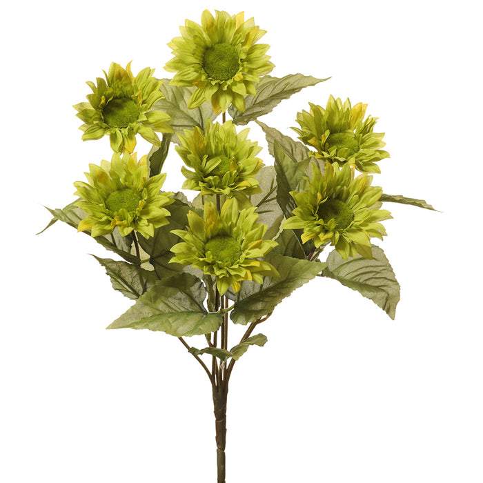 19" Faux Sunflower Flower Bush -Green (pack of 12) - FBS110-GR