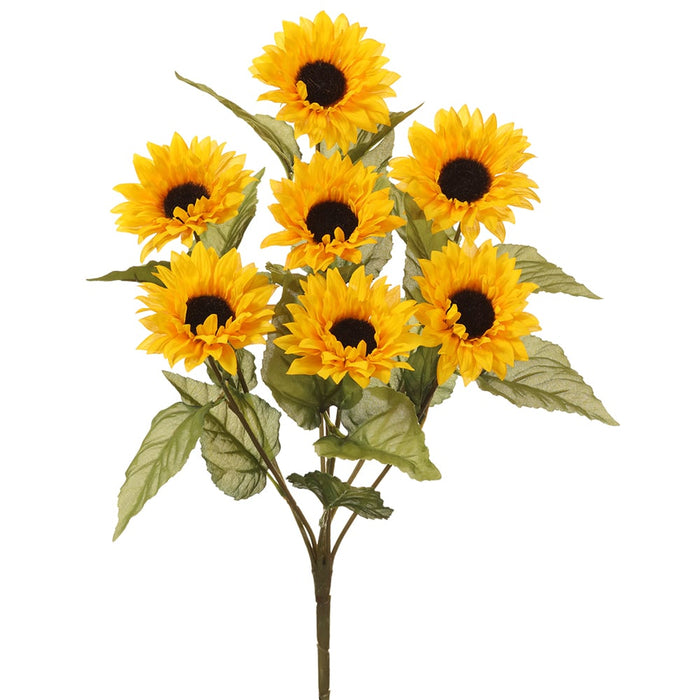 19" Faux Sunflower Flower Bush -Yellow (pack of 12) - FBS110-YE
