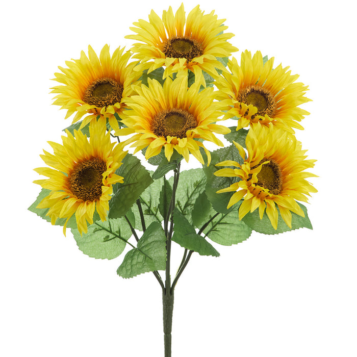 18" Sunflower Silk Flower Bush -Yellow (Pack of 12) - FBS168-YE