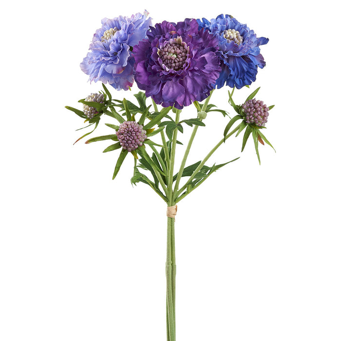 16.75" Scabiosa Silk Flower Stem Bundle -Purple/Blue (pack of 12) - FBS260-PU/BL