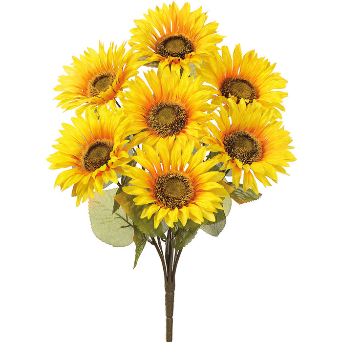 19" Sunflower Silk Flower Bush -Yellow/Gold (pack of 12) - FBS441-YE/GO