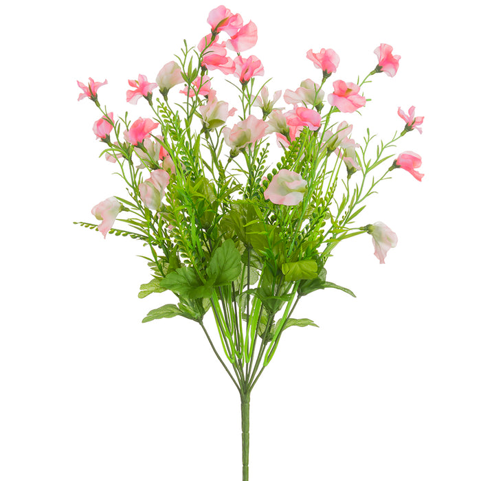 20.5" Mixed Silk Sweet Pea Flower & Fern Bush -2 Tone Pink (pack of 12) - FBS676-PK/TT