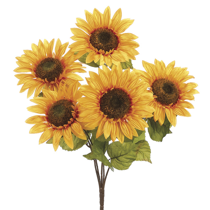 21" Silk Sunflower Flower Bush -Yellow/Gold (pack of 12) - FBS821-YE/GO