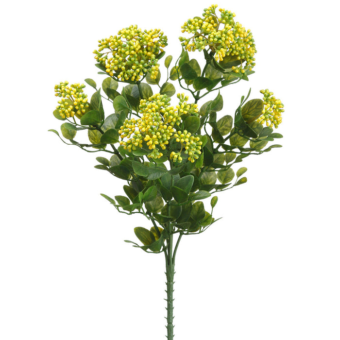 15.5" Sedum Artificial Flower Bush -Yellow/Green (pack of 12) - FBS829-YE/GR