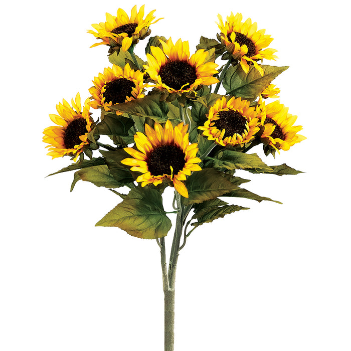 20" Silk Sunflower Flower Bush -Yellow (pack of 12) - FBS916-YE