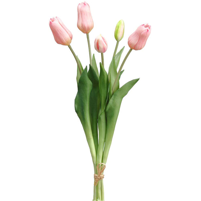 18" Real Touch Tulip Silk Flower Stem Bundle -Pink (pack of 12) - FBT003-PK