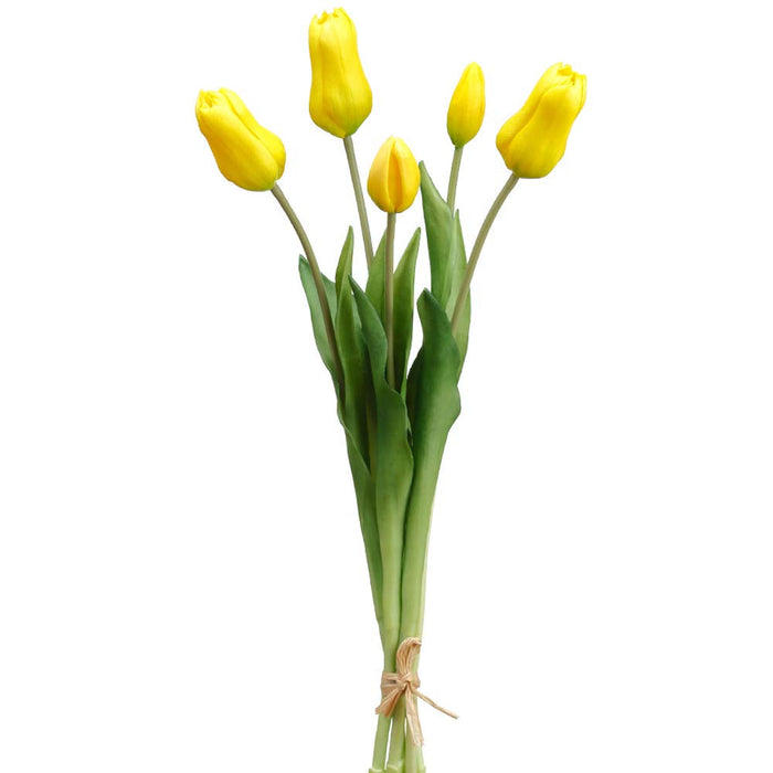 18" Real Touch Tulip Silk Flower Stem Bundle -Yellow (pack of 12) - FBT003-YE