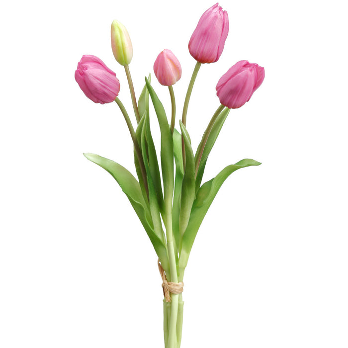 16" Real Touch Tulip Silk Flower Stem Bundle -Purple (pack of 12) - FBT004-PU