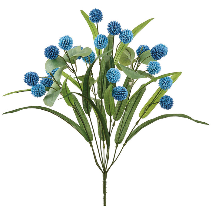 18" Globe Thistle Artificial Flower Bush -Blue (Pack of 12) - FBT005-BL
