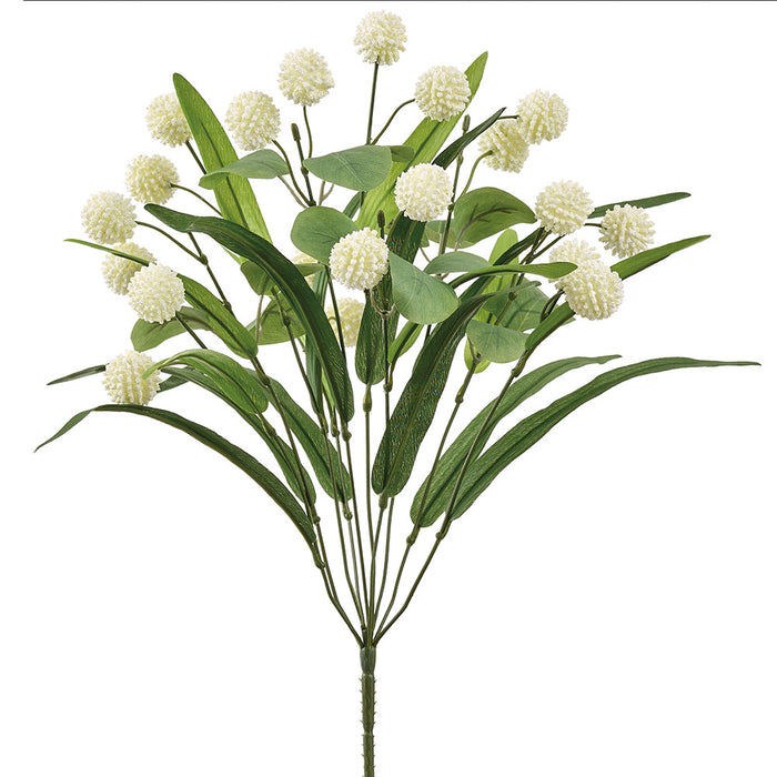 18" Globe Thistle Artificial Flower Bush -Cream (Pack of 12) - FBT005-CR
