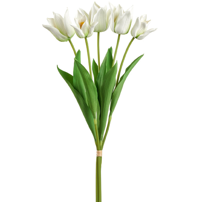 22.8" Tulip Silk Flower Stem Bundle -White (pack of 12) - FBT100-WH