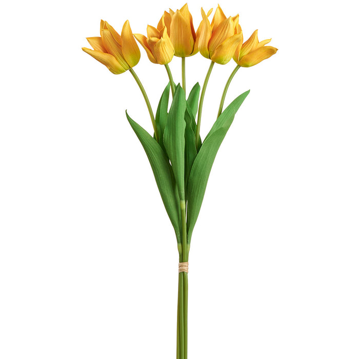 22.8" Tulip Silk Flower Stem Bundle -Yellow (pack of 12) - FBT100-YE